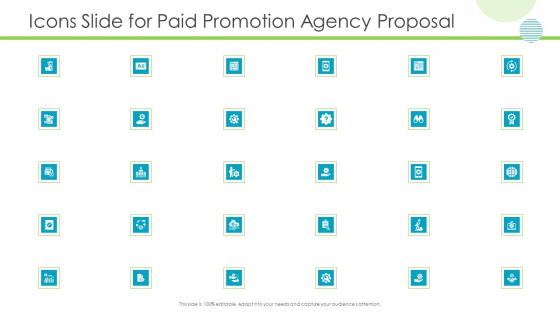 Icons Slide For Paid Promotion Agency Proposal Ideas PDF