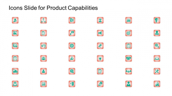 Icons Slide For Product Capabilities Ppt Show Icons PDF