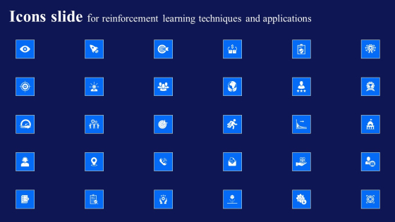 Icons Slide For Reinforcement Learning Techniques And Applications Background PDF