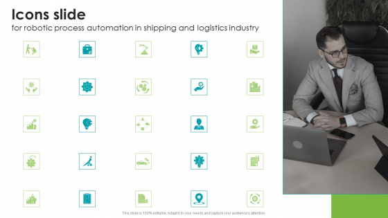 Icons Slide For Robotic Process Automation In Shipping And Logistics Industry Icons PDF