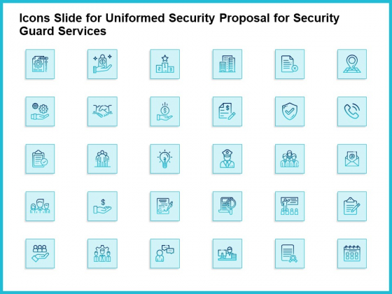 Icons Slide For Uniformed Security Proposal For Security Guard Services Brochure PDF Icons Slide For Uniformed Security Proposal For Security Guard Services Brochure PDF
