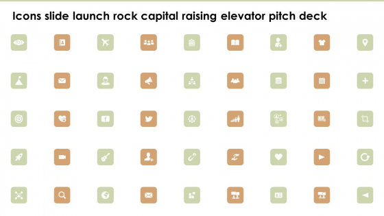 Icons Slide Launch Rock Capital Raising Elevator Pitch Deck Infographics PDF