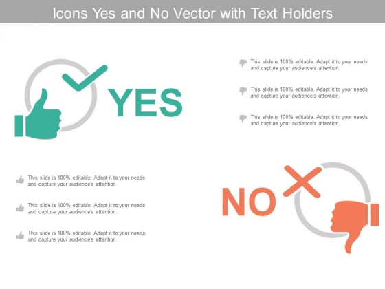 Icons Yes And No Vector With Text Holders Ppt Powerpoint Presentation Show Shapes