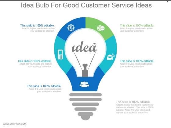 Idea Bulb For Good Customer Service Ideas Powerpoint Slides Templates