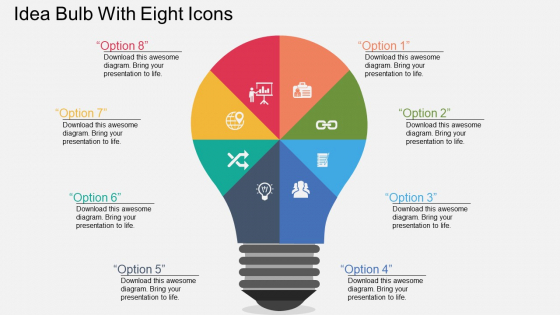 Idea Bulb With Eight Icons Powerpoint Templates