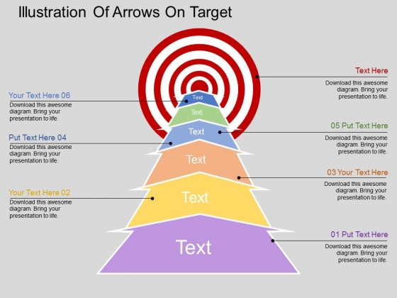 Illustration Of Arrows On Target Powerpoint Templates