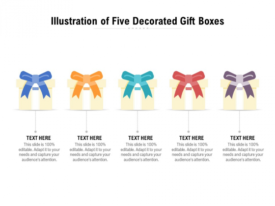 Illustration Of Five Decorated Gift Boxes Ppt PowerPoint Presentation File Graphics Download PDF Illustration Of Five Decorated Gift Boxes Ppt PowerPoint Presentation File Graphics Download PDF