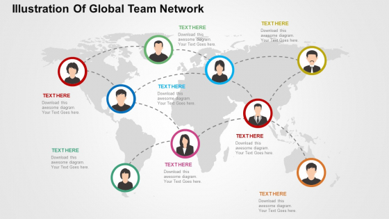 Illustration Of Global Team Network PowerPoint Templates