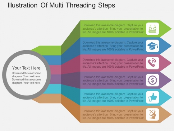 Illustration Of Multi Threading Steps Powerpoint Template Illustration Of Multi Threading Steps Powerpoint Template