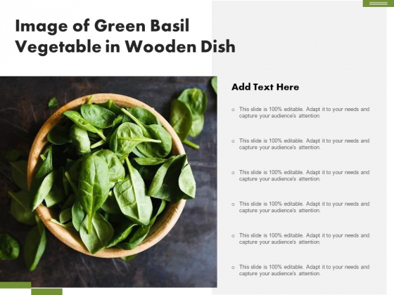 Image Of Green Basil Vegetable In Wooden Dish Ppt PowerPoint Presentation Styles Graphic Tips PDF