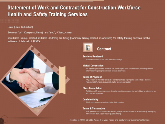 Implementing Safety Construction Statement Of Work And Contract For Construction Workforce Health And Training Information PDF Implementing Safety Construction Statement Of Work And Contract For Construction Workforce Health And Training Information PDF