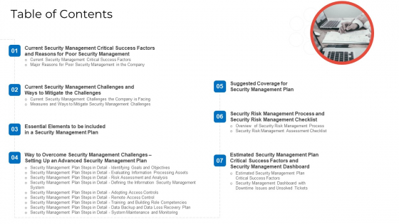 Implementing Security Management Strategy To Mitigate Risk Table Of Contents Portrait PDF Implementing Security Management Strategy To Mitigate Risk Table Of Contents Portrait PDF