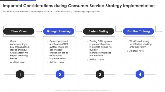 Important Considerations During Consumer Service Strategy Implementation Formats PDF