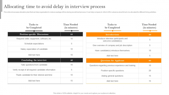 Improving Hiring Process For Workforce Retention In Organization Allocating Time To Avoid Delay In Interview Process Microsoft PDF