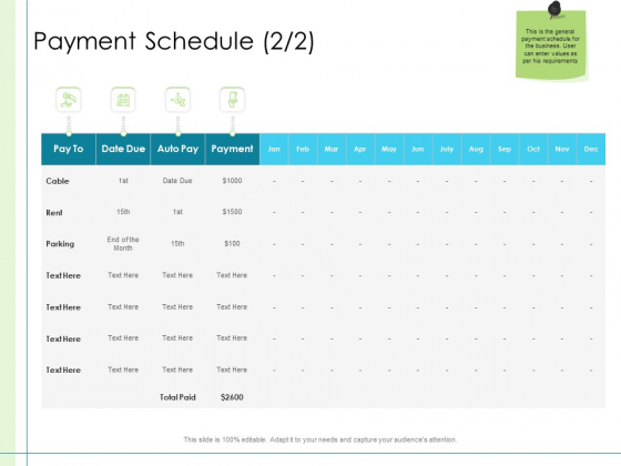 In Depth Business Assessment Payment Schedule Cable Ppt Pictures Deck PDF