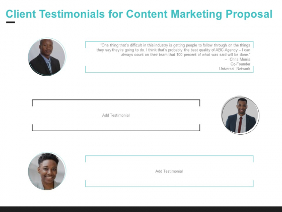 Inbound Marketing Client Testimonials For Content Marketing Proposal Ppt Portfolio Slide PDF
