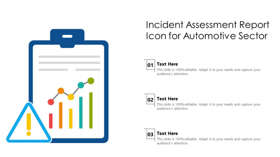 Incident Assessment Report Icon For Automotive Sector Formats PDF