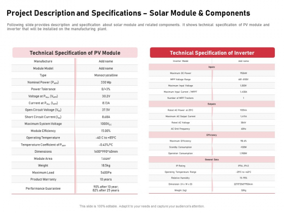 Incorporating Solar PV Commercial Building Project Description And Specifications Solar Module And Components Information PDF Incorporating Solar PV Commercial Building Project Description And Specifications Solar Module And Components Information PDF