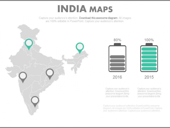 India Map With Location Pointers And Batteries Powerpoint Slides India Map With Location Pointers And Batteries Powerpoint Slides