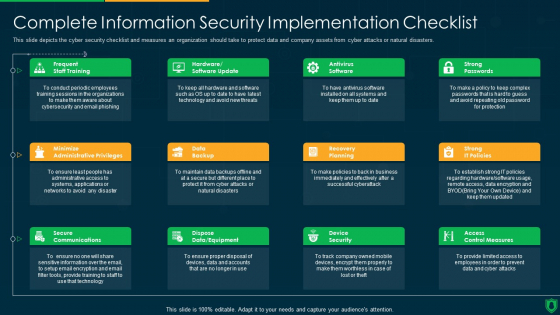 Info Security Complete Information Security Implementation Checklist Ppt PowerPoint Presentation Icon Portfolio PDF Info Security Complete Information Security Implementation Checklist Ppt PowerPoint Presentation Icon Portfolio PDF