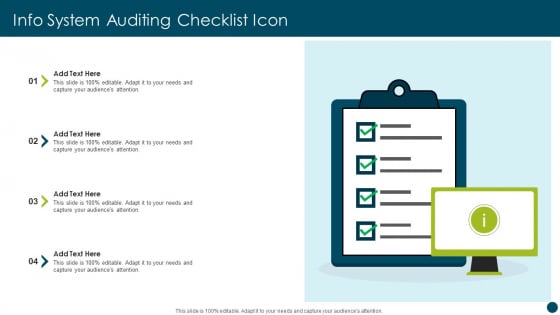 Info System Auditing Checklist Icon Template PDF Info System Auditing Checklist Icon Template PDF