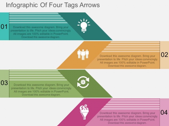 Infographic Of Four Tags Arrows Powerpoint Template Infographic Of Four Tags Arrows Powerpoint Template