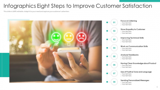 Infographics Eight Steps To Improve Customer Satisfaction Microsoft PDF