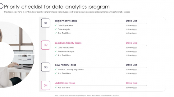 Information Transformation Process Toolkit Priority Checklist For Data Analytics Program Clipart PDF