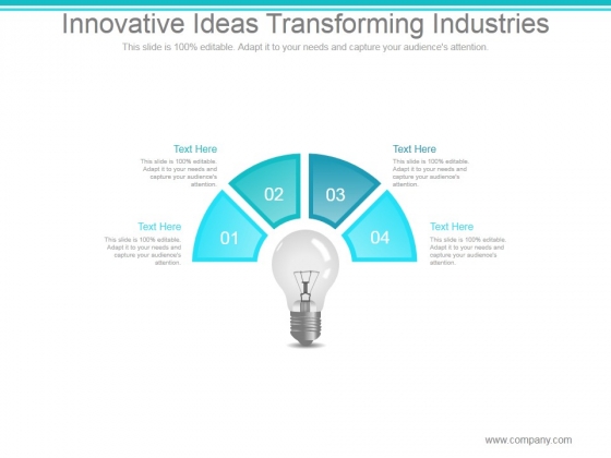 Innovative Ideas Transforming Industries Ppt PowerPoint Presentation Designs