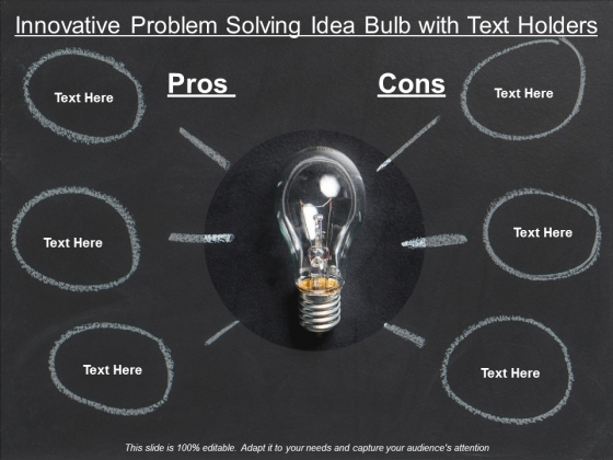 Innovative Problem Solving Idea Bulb With Text Holders Ppt PowerPoint Presentation Infographics Layout Ideas