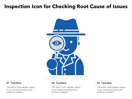 Inspection Icon For Checking Root Cause Of Issues Ppt PowerPoint Presentation File Introduction PDF
