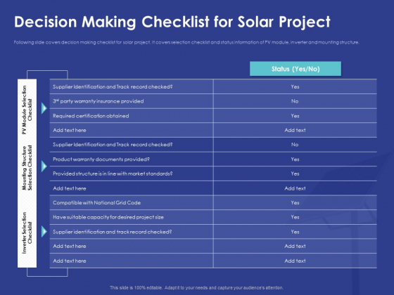 Installing Solar Plant Commercial Building Decision Making Checklist For Solar Project Demonstration PDF Installing Solar Plant Commercial Building Decision Making Checklist For Solar Project Demonstration PDF