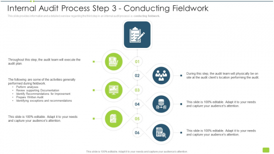 Internal Audit Process Step 3 Conducting Fieldwork Ppt Layouts Template PDF