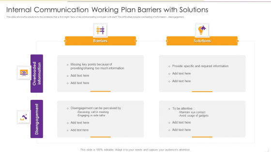 Internal Communication Working Plan Barriers With Solutions Summary PDF