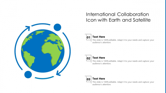 International Collaboration Icon With Earth And Satellite Introduction PDF