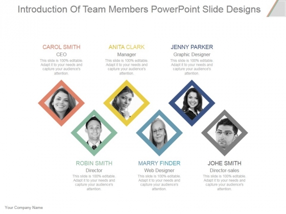 Introduction Of Team Members Ppt Powerpoint Presentation Show Powerpoint Templates