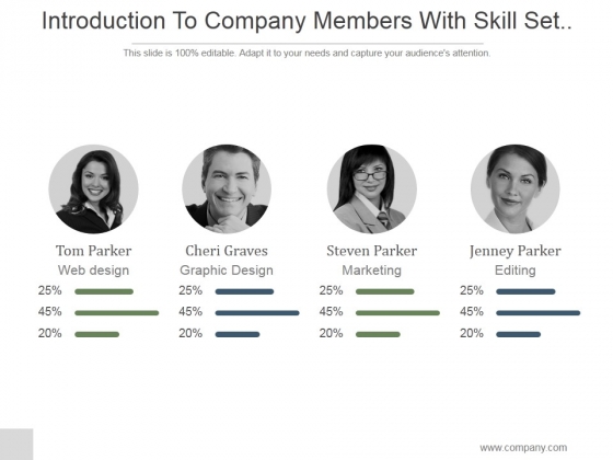 Introduction To Company Members With Skill Set Percentage Ppt PowerPoint Presentation Templates Introduction To Company Members With Skill Set Percentage Ppt PowerPoint Presentation Templates