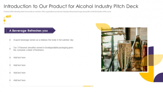 Introduction To Our Product For Alcohol Industry Pitch Deck Inspiration PDF