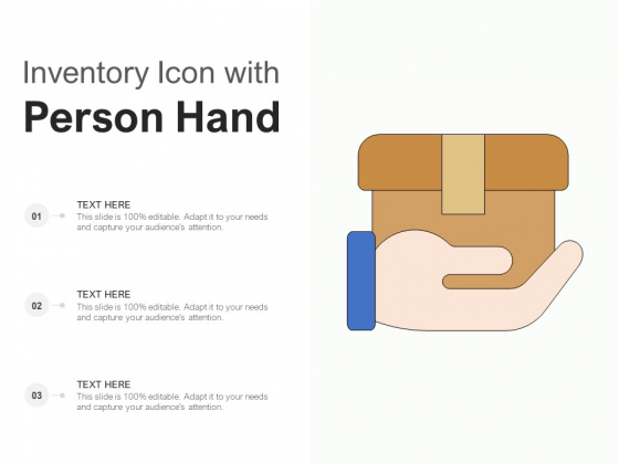 Inventory Icon With Person Hand Ppt PowerPoint Presentation Show Example