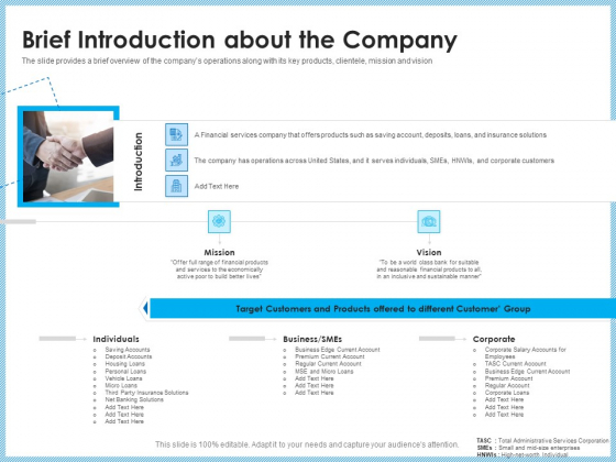 Investment Pitch To Generating Capital From Mezzanine Credit Brief Introduction About The Company Demonstration PDF Investment Pitch To Generating Capital From Mezzanine Credit Brief Introduction About The Company Demonstration PDF