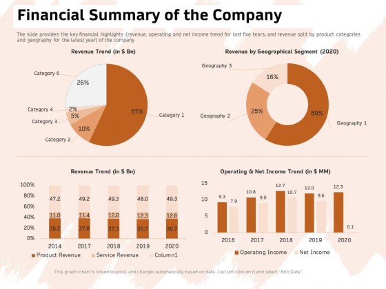 Investor Deck For Capital Generation From Substitute Funding Options Financial Summary Of The Company Mockup PDF Investor Deck For Capital Generation From Substitute Funding Options Financial Summary Of The Company Mockup PDF