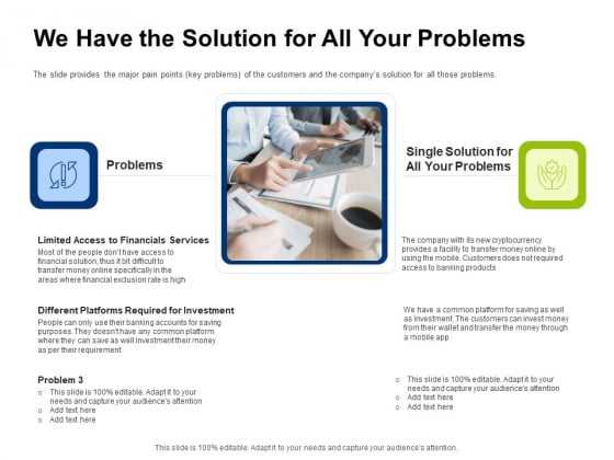 Investor Pitch Deck Initial Coin Offering Financing We Have The Solution For All Your Problems Structure PDF Investor Pitch Deck Initial Coin Offering Financing We Have The Solution For All Your Problems Structure PDF