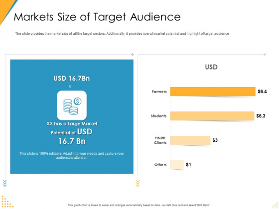 Investor Pitch Deck Post Market Financing Markets Size Of Target Audience Template PDF