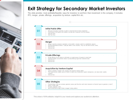 Investor Pitch Deck Public Offering Market Exit Strategy For Secondary Market Investors Structure PDF Investor Pitch Deck Public Offering Market Exit Strategy For Secondary Market Investors Structure PDF