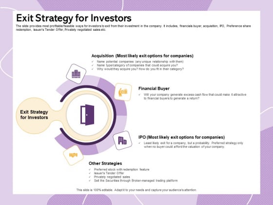 Investor Presentation For Society Funding Exit Strategy For Investors Ppt PowerPoint Presentation Tips PDF Investor Presentation For Society Funding Exit Strategy For Investors Ppt PowerPoint Presentation Tips PDF