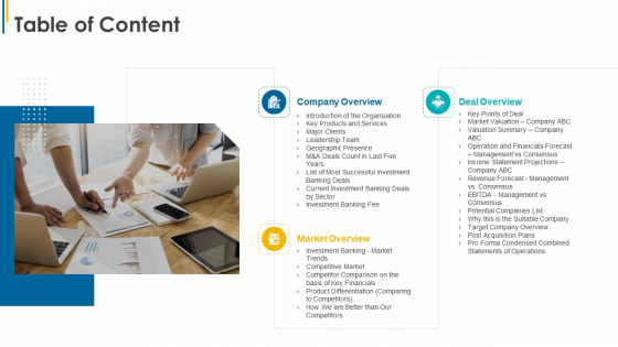 Investors Pitch General Deal Mergers Acquisitions Table Of Content Ppt Outline Deck PDF Investors Pitch General Deal Mergers Acquisitions Table Of Content Ppt Outline Deck PDF