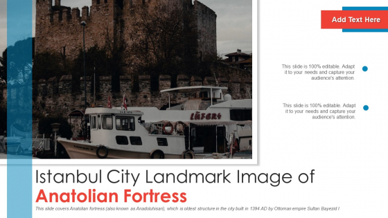 Istanbul City Landmark Image Of Anatolian Fortress PowerPoint Presentation PPT Template PDF