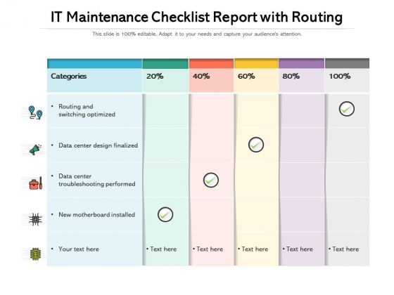 It Maintenance Checklist Report With Routing Ppt PowerPoint Presentation Professional Themes PDF It Maintenance Checklist Report With Routing Ppt PowerPoint Presentation Professional Themes PDF