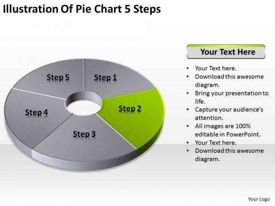 illustration of pie chart 5 step business plan steps powerpoint