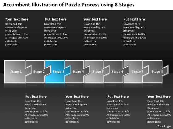 Illustration Of Puzzle Process Using 8 Stages Electrical Schematics PowerPoint Slides
